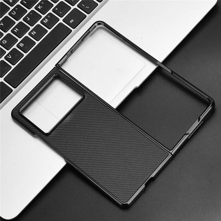 Для TECNO Phantom V Fold2 чехол с текстурой из углеродного волокна, ударопрочный ПУ+ПК чехол для телефона - черный