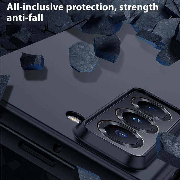 Étui spécial pour Samsung Galaxy Z Fold avec texture au toucher en polycarbonate dur et pliable - Noir