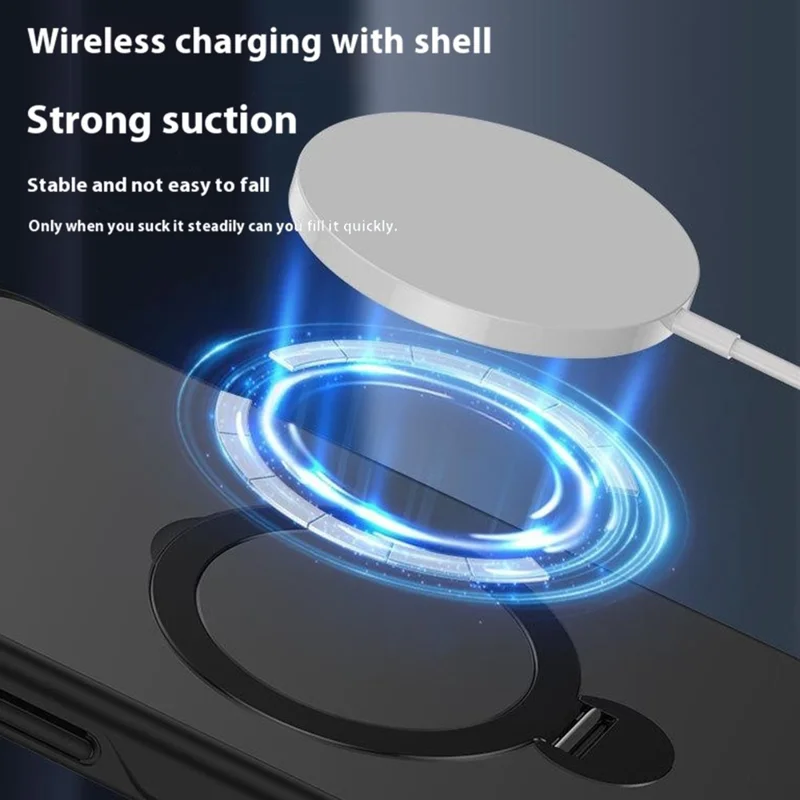 For iPhone 16 Pro Case Compatible with MagSafe PC+TPU Rotating Kickstand Phone Cover - Transparent