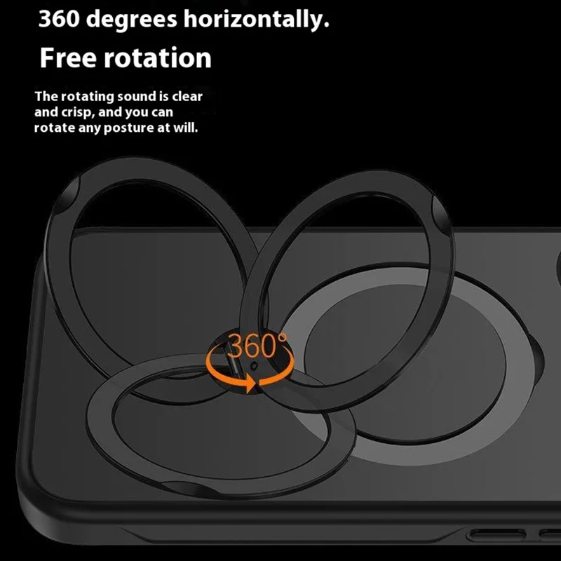 For iPhone 16 Pro Case Compatible with MagSafe PC+TPU Rotating Kickstand Phone Cover - Transparent