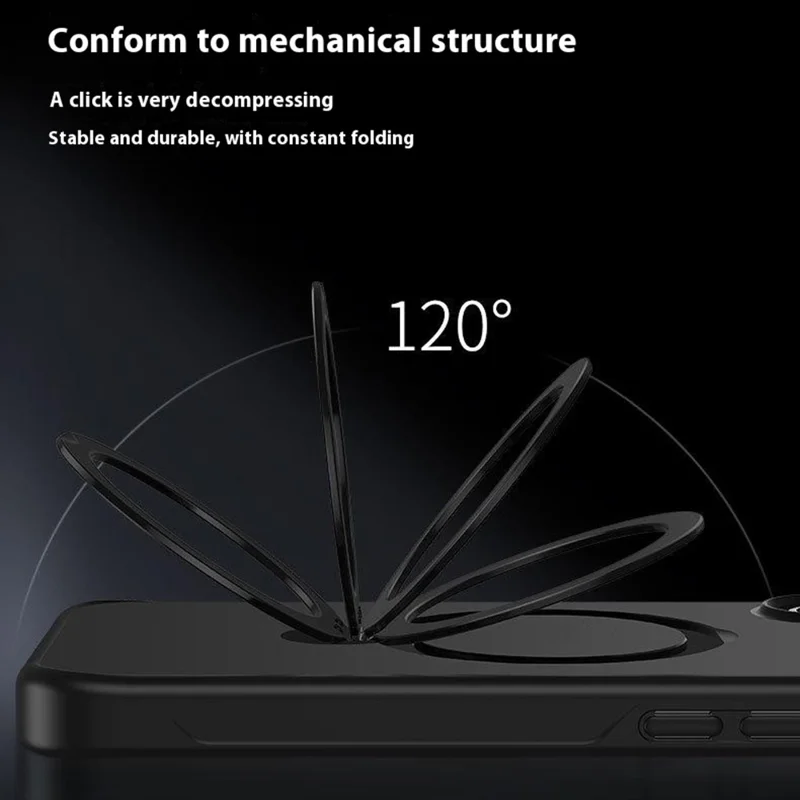 For iPhone 16 Pro Case Compatible with MagSafe PC+TPU Rotating Kickstand Phone Cover - Transparent