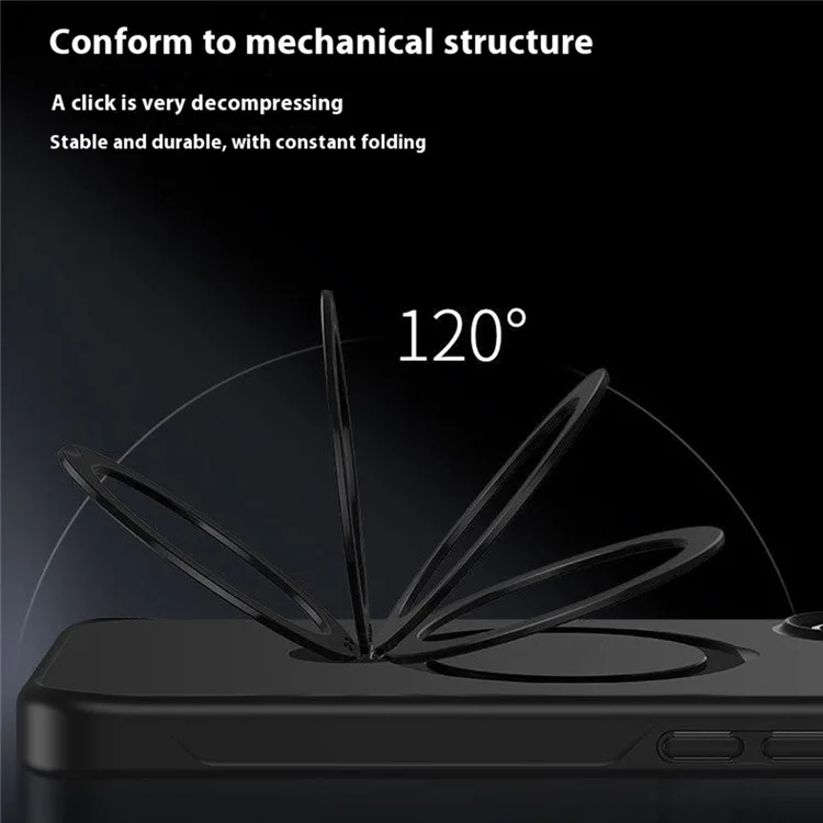 Coque pour iPhone 16 Pro Max compatible avec MagSafe, en PC+TPU avec support rotatif - Noir