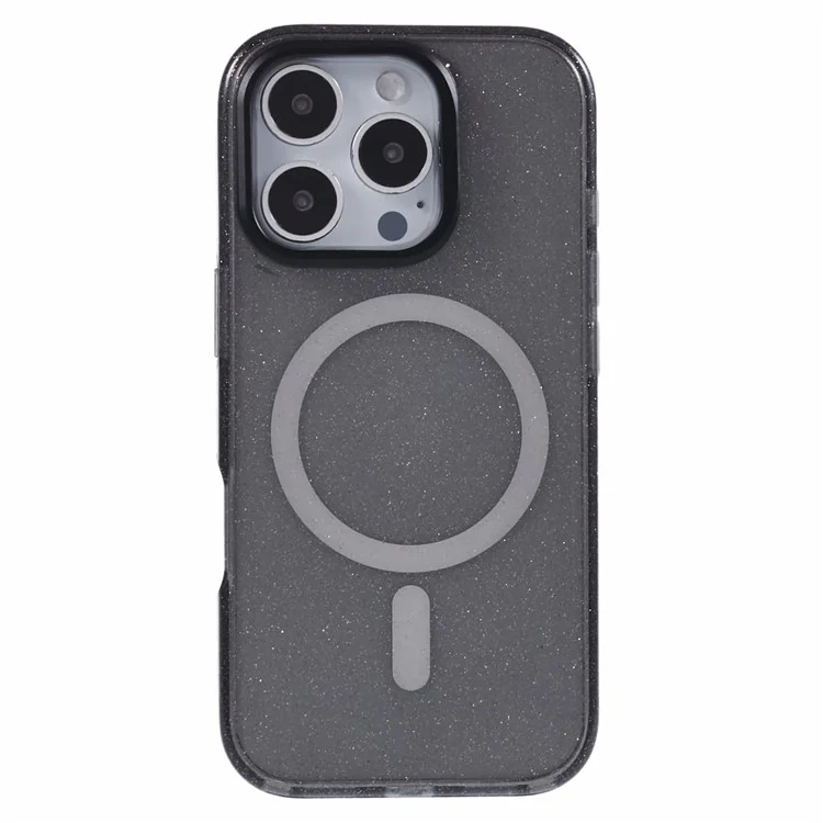 Custodia per iPhone 16 Pro Max compatibile con MagSafe, design epossidico con supporto, cover posteriore in TPU+PC - Nero