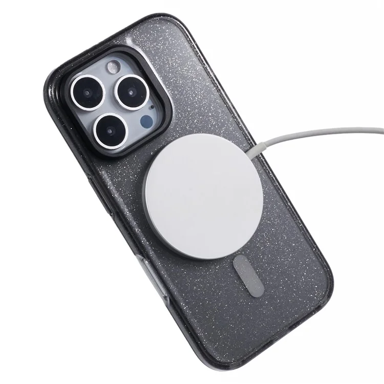 Custodia per iPhone 16 Pro Max compatibile con MagSafe, design epossidico con supporto, cover posteriore in TPU+PC - Nero