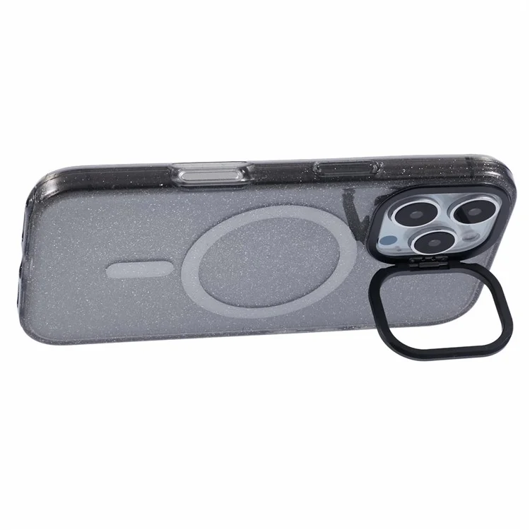 Custodia per iPhone 16 Pro Max compatibile con MagSafe, design epossidico con supporto, cover posteriore in TPU+PC - Nero
