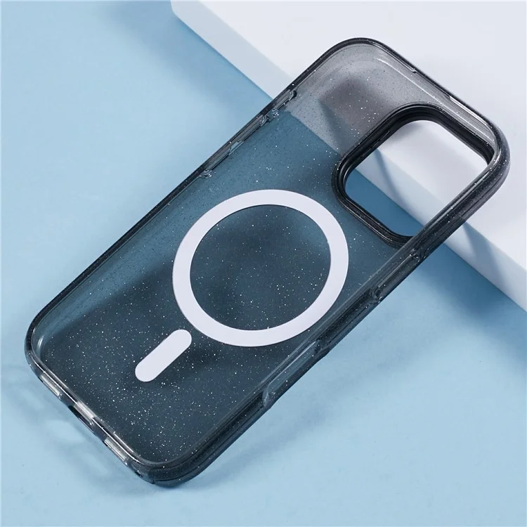 Custodia per iPhone 16 Pro Max compatibile con MagSafe, design epossidico con supporto, cover posteriore in TPU+PC - Nero