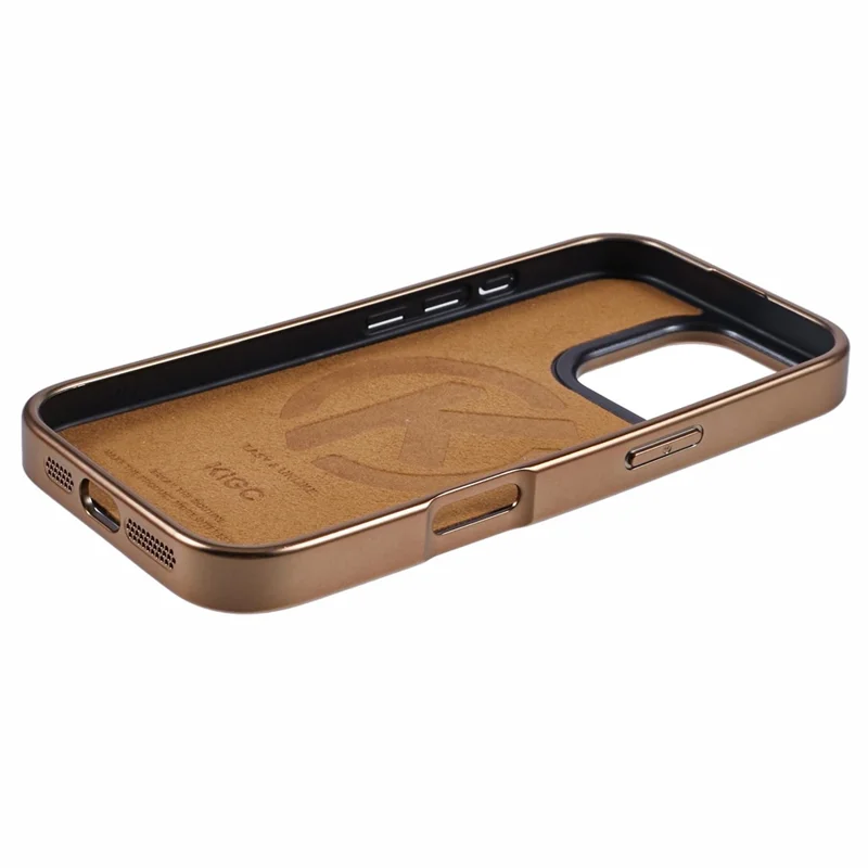 KIGC For iPhone 16 Pro Max Case Compatible with MagSafe Leather+PC+TPU Phone Cover - Titanium Gold