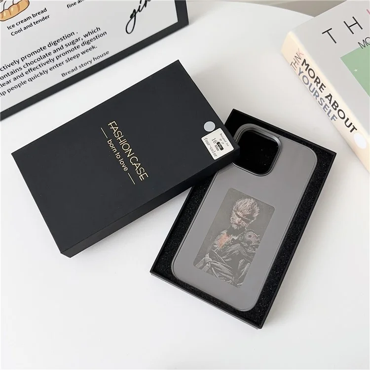 For iPhone 16 Pro E Ink Phone Case 4-Color Screen, DIY Wireless NFC Photo Display - Black