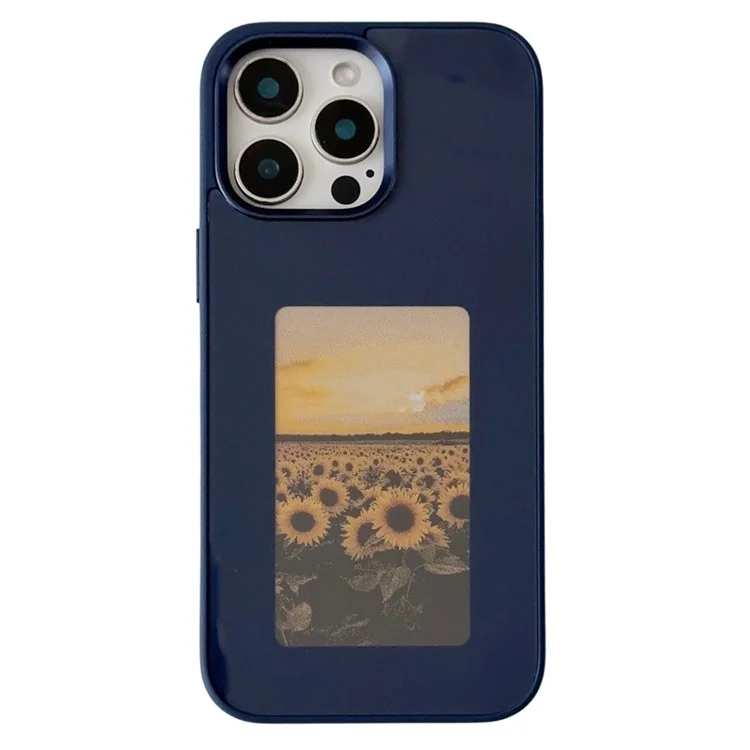 For iPhone 16 Pro E Ink Phone Case 4-Color Screen, DIY Wireless NFC Photo Display - Blue