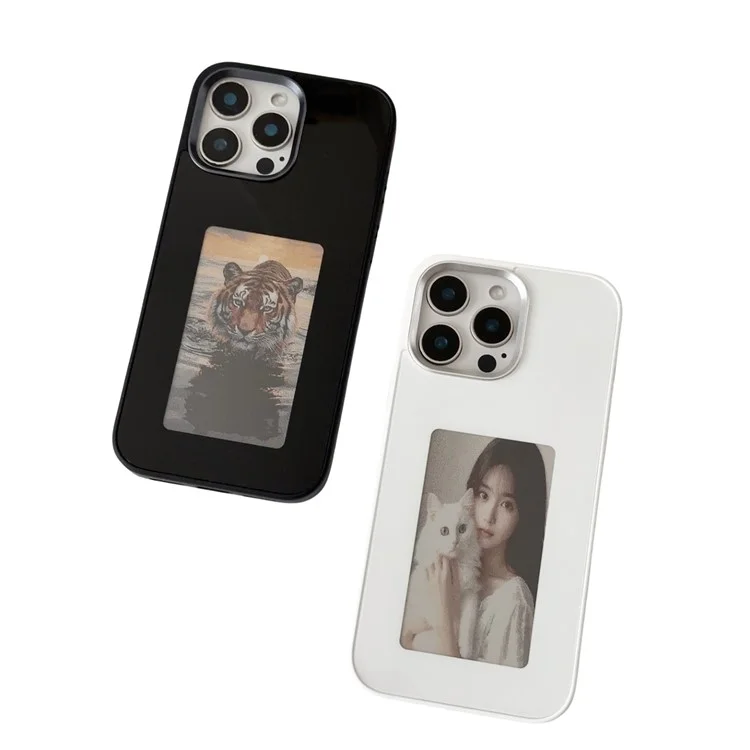 For iPhone 16 Pro E Ink Phone Case 4-Color Screen, DIY Wireless NFC Photo Display - Blue