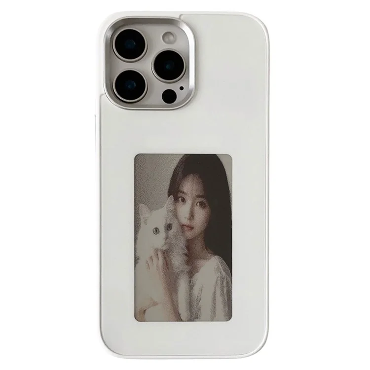 For iPhone 16 Pro Max E Ink Phone Case 4-Color Screen, DIY Wireless NFC Photo Display - White