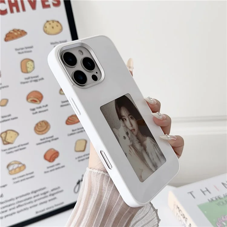 For iPhone 16 Pro Max E Ink Phone Case 4-Color Screen, DIY Wireless NFC Photo Display - White