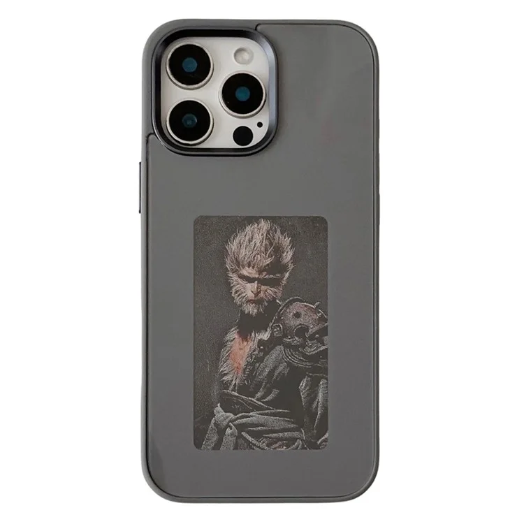 Custodia per iPhone 16 Pro Max E Ink con schermo a 4 colori, display foto wireless NFC fai-da-te - Grigio