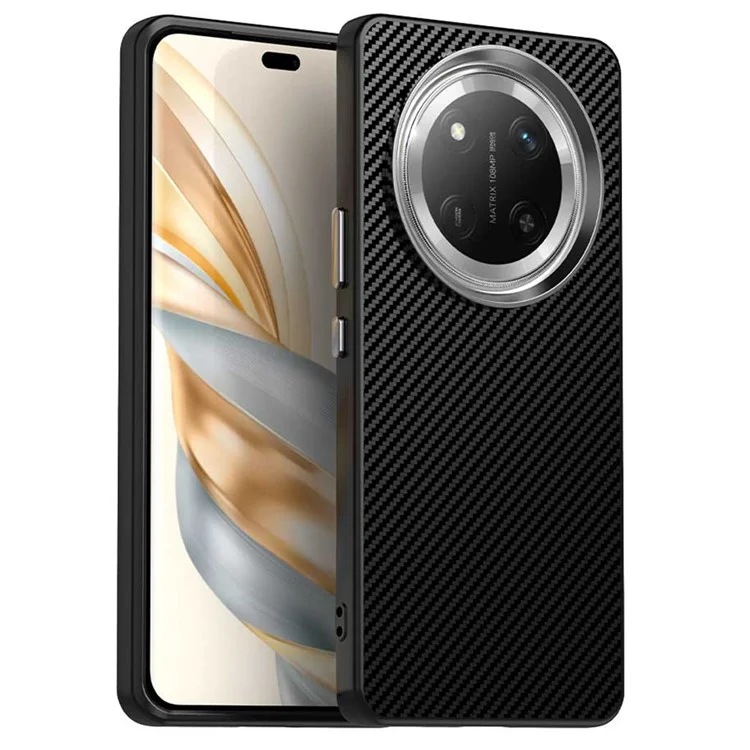 For Honor X60 Pro 5G / X9c 5G / Magic7 Lite 5G Case Cell Phone Hybrid Back Cover Carbon Fiber Texture - Black