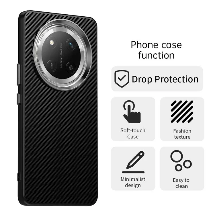 For Honor X60 Pro 5G / X9c 5G / Magic7 Lite 5G Case Cell Phone Hybrid Back Cover Carbon Fiber Texture - Black