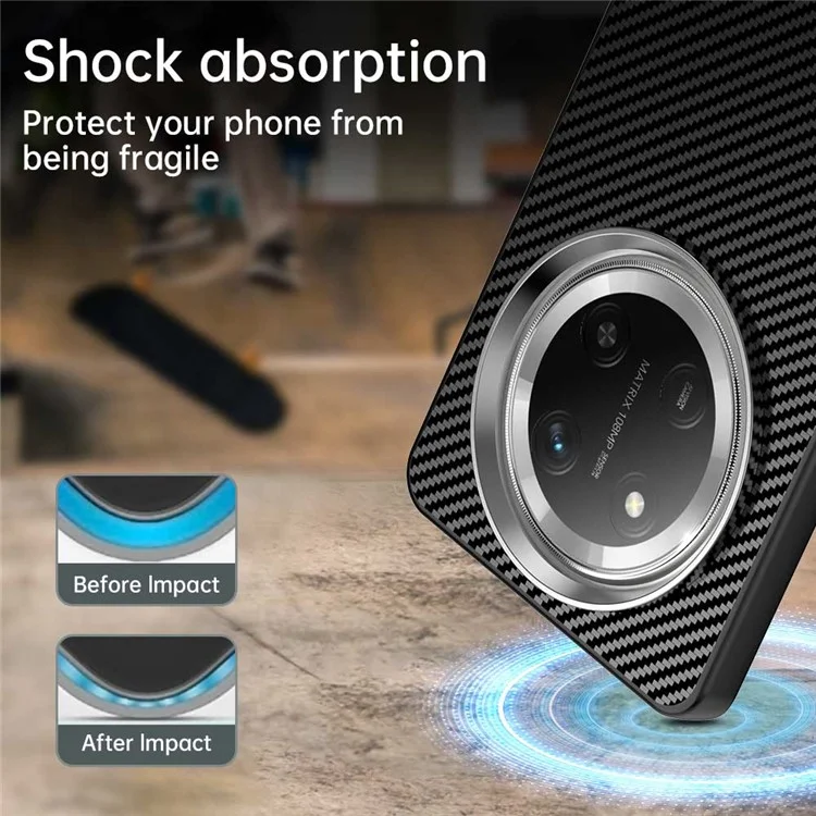 For Honor X60 Pro 5G / X9c 5G / Magic7 Lite 5G Case Cell Phone Hybrid Back Cover Carbon Fiber Texture - Black