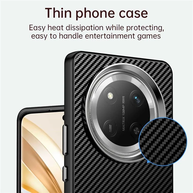 For Honor X60 Pro 5G / X9c 5G / Magic7 Lite 5G Case Cell Phone Hybrid Back Cover Carbon Fiber Texture - Black