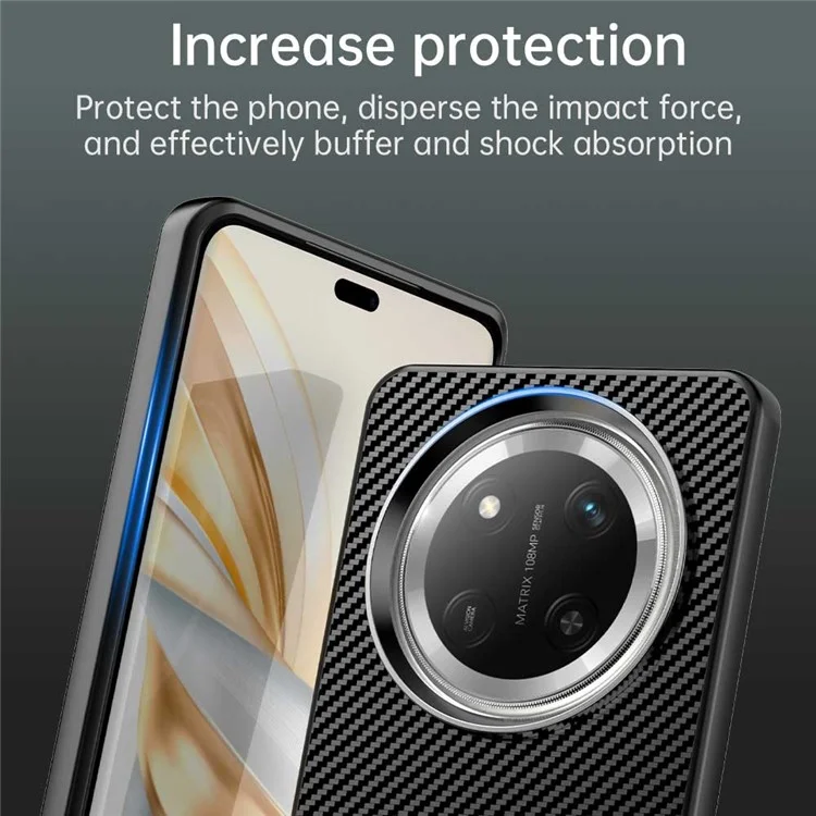 For Honor X60 Pro 5G / X9c 5G / Magic7 Lite 5G Case Cell Phone Hybrid Back Cover Carbon Fiber Texture - Black