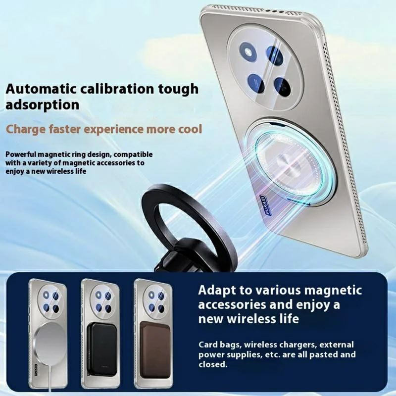 Étui For Honor X60 Pro 5G Compatible avec MagSafe Support Béquille TPU+PC Dissipation Thermique Housse de Protection - Gris