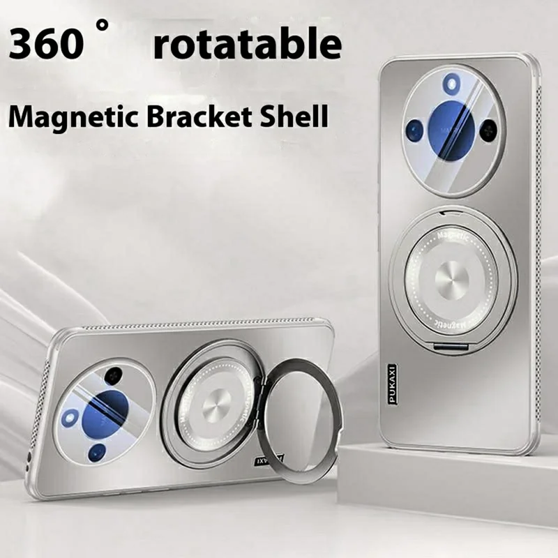 For Honor X60 5G Magnetic Case Kickstand TPU+PC Heat Dissipation Phone Cover - Grey