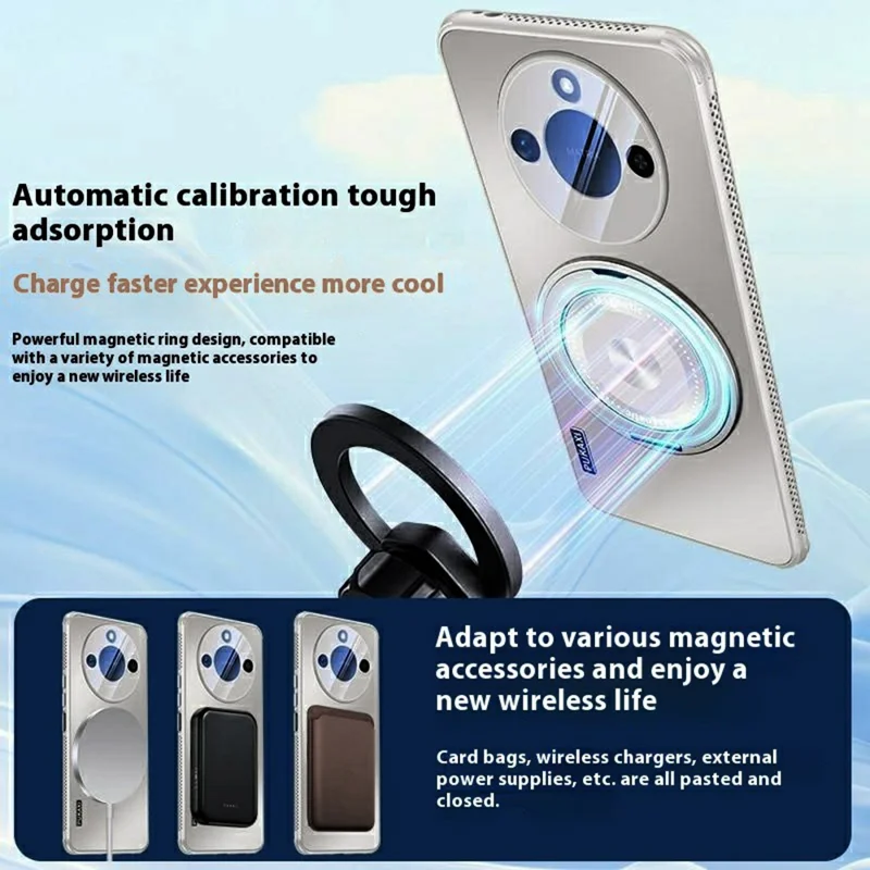 For Honor X60 5G Magnetic Case Kickstand TPU+PC Heat Dissipation Phone Cover - Grey