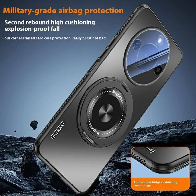 For Honor X60 5G Magnetic Case Kickstand TPU+PC Heat Dissipation Phone Cover - Grey