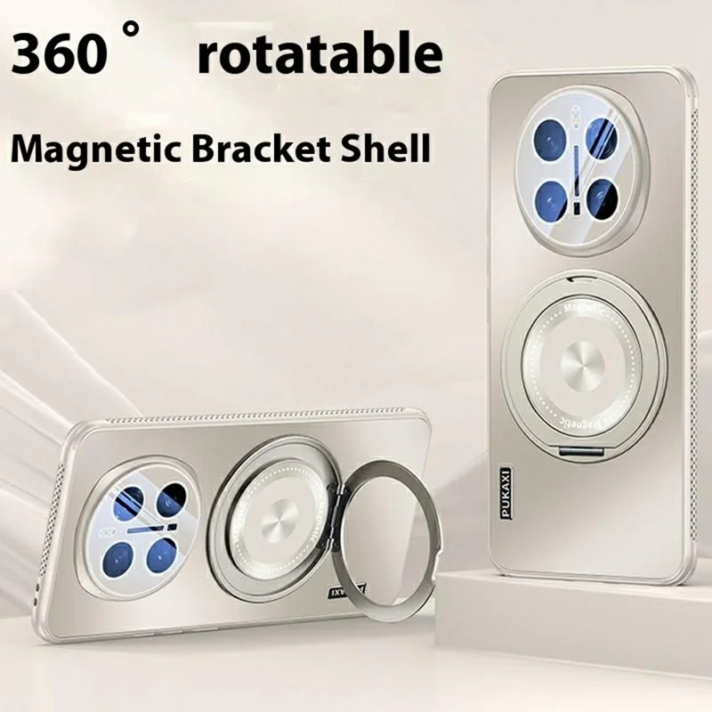 For Honor Magic7 Pro 5G Magnetic Case Kickstand TPU+PC Heat Dissipation Phone Cover - Black