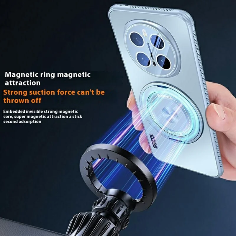 For Honor Magic7 Pro 5G Magnetic Case Kickstand TPU+PC Heat Dissipation Phone Cover - Black