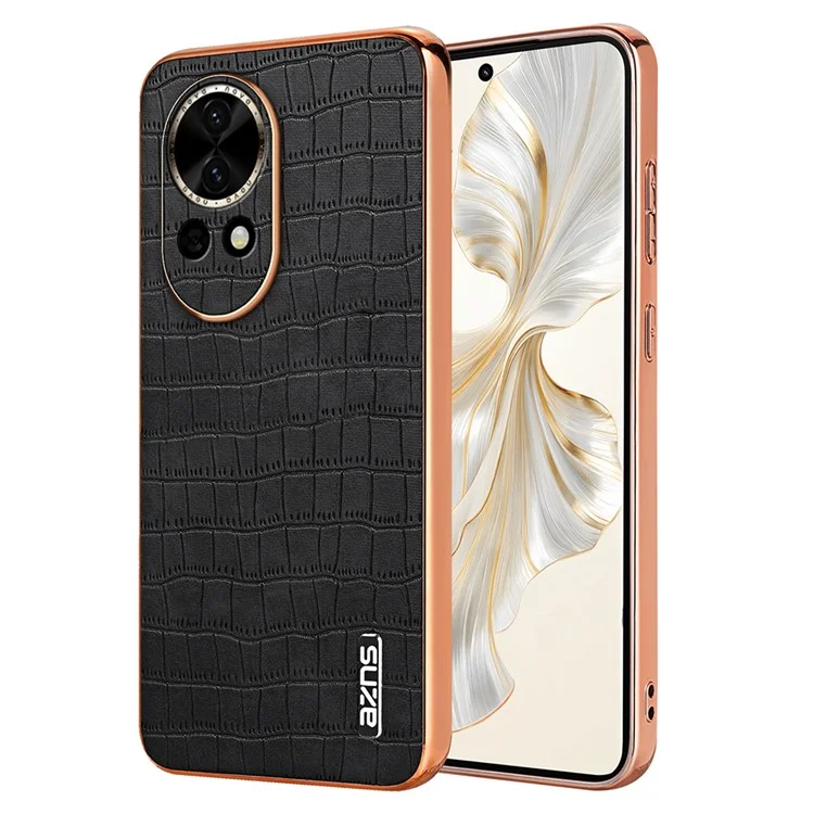 AZNS Para Huawei nova 13 5G Capa Textura de Crocodilo Eletroplatinado PU+TPU - Preto
