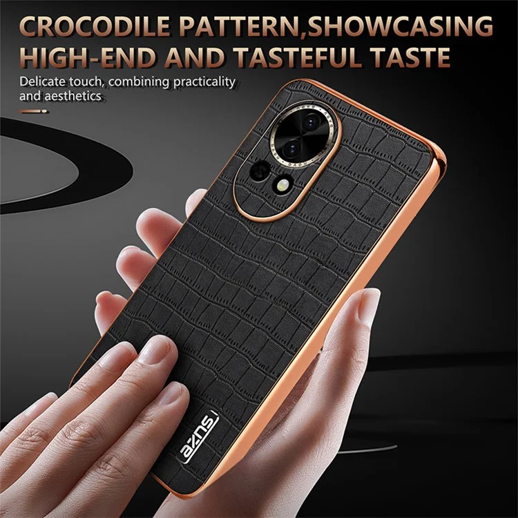 AZNS Para Huawei nova 13 5G Capa Textura de Crocodilo Eletroplatinado PU+TPU - Preto
