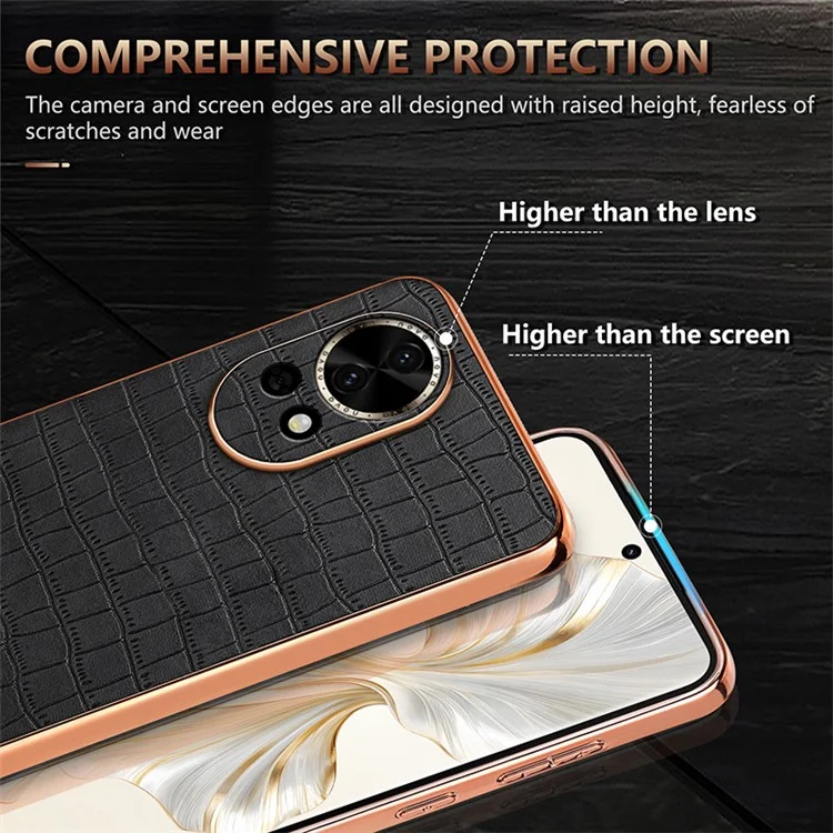 AZNS Para Huawei nova 13 5G Capa Textura de Crocodilo Eletroplatinado PU+TPU - Preto