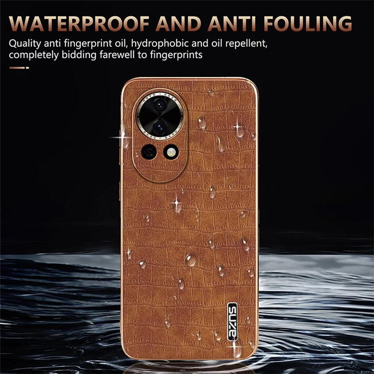 AZNS Para Huawei nova 13 5G Capa Textura de Crocodilo Eletroplatinado PU+TPU - Preto