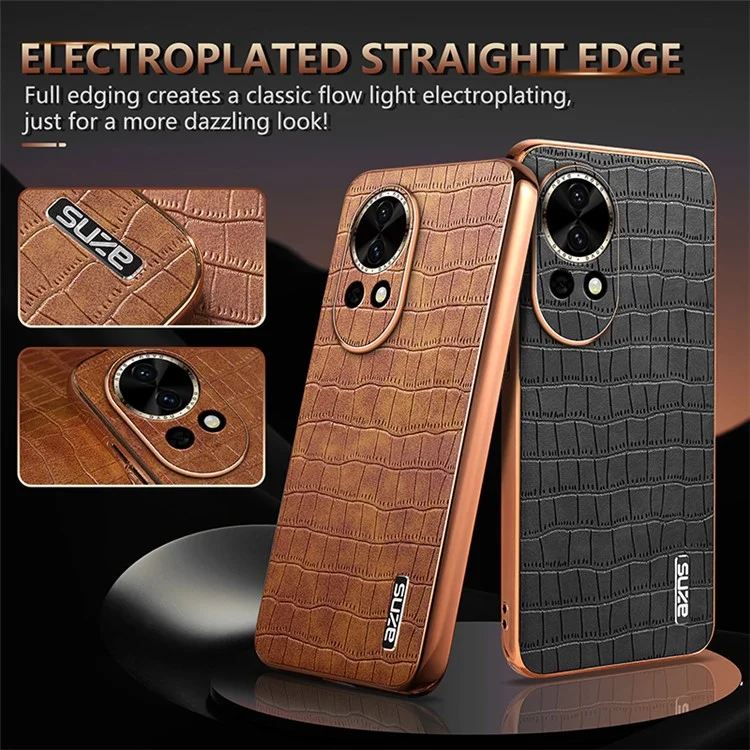 AZNS Para Huawei nova 13 5G Capa Textura de Crocodilo Eletroplatinado PU+TPU - Preto