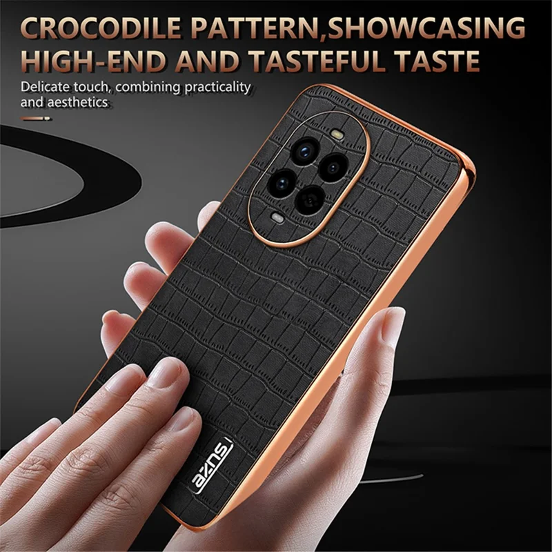AZNS Per Huawei nova 13 Pro 5G Custodia Texture Coccodrillo Elettroplaccata PU+TPU - Nero