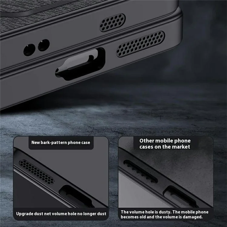 Funda para Realme GT 7 Pro 5G con textura de madera y revestimiento de piel de PU PC+TPU - Negro
