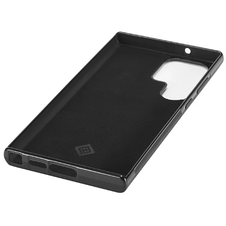 Funda para Samsung Galaxy S25 Ultra LC.IMEEKE de fibra de carbono, textura de cuero + TPU + EVA
