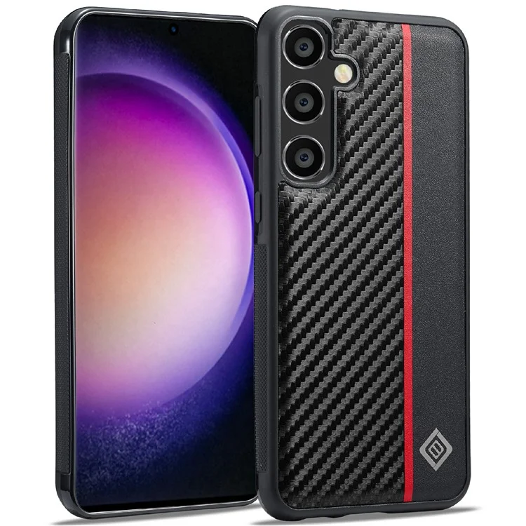 LC.IMEEKE Funda para Samsung Galaxy S25+ Textura de fibra de carbono Cuero+TPU+EVA Cubierta de teléfono