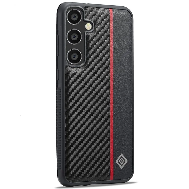 LC.IMEEKE Funda para Samsung Galaxy S25+ Textura de fibra de carbono Cuero+TPU+EVA Cubierta de teléfono