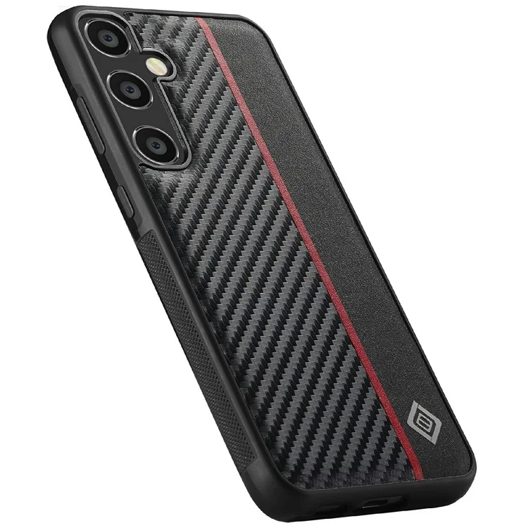 LC.IMEEKE Funda para Samsung Galaxy S25+ Textura de fibra de carbono Cuero+TPU+EVA Cubierta de teléfono