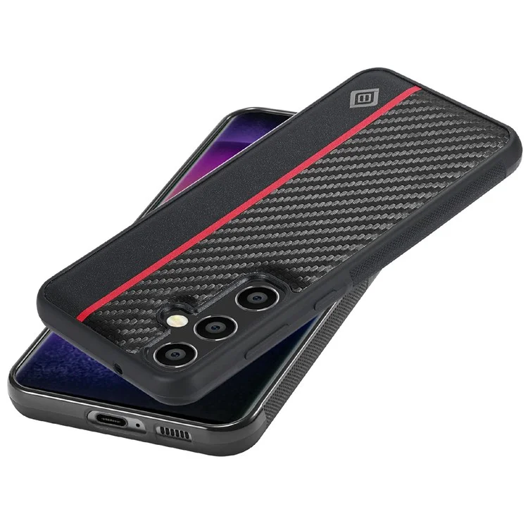LC.IMEEKE Funda para Samsung Galaxy S25+ Textura de fibra de carbono Cuero+TPU+EVA Cubierta de teléfono