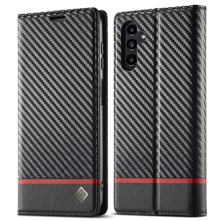 LC.IMEEKE Hülle für Samsung Galaxy A16 4G / 5G, Kohlefaser-Textur, Telefonhülle, Ständer, Kartenfach - Horizontaler Streifen