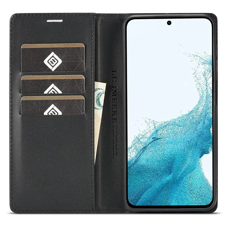 LC.IMEEKE Hülle für Samsung Galaxy A16 4G / 5G, Kohlefaser-Textur, Telefonhülle, Ständer, Kartenfach - Horizontaler Streifen