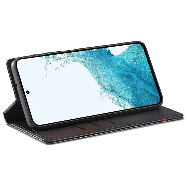 LC.IMEEKE Hülle für Samsung Galaxy A16 4G / 5G, Kohlefaser-Textur, Telefonhülle, Ständer, Kartenfach - Horizontaler Streifen