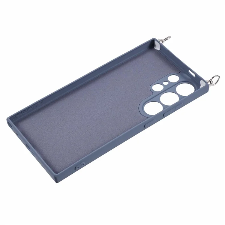 For Samsung Galaxy S24 Ultra Crossbody Case Flexible TPU Fiber Lining Anti-Shock Phone Cover - Lavender Grey