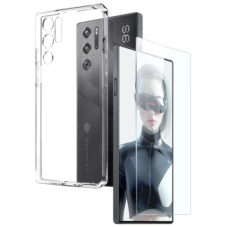 Étui transparent NORTHJO pour ZTE nubia Red Magic 9S Pro 5G / 9S Pro+ 5G / 9 Pro 5G / 9 Pro+ 5G Housse de téléphone en TPU souple avec protecteur d'écran en verre trempé