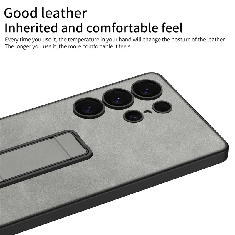 GKK For Samsung Galaxy S25 Ultra Skin-Feel Matte Phone Case Folding Kickstand - Brown