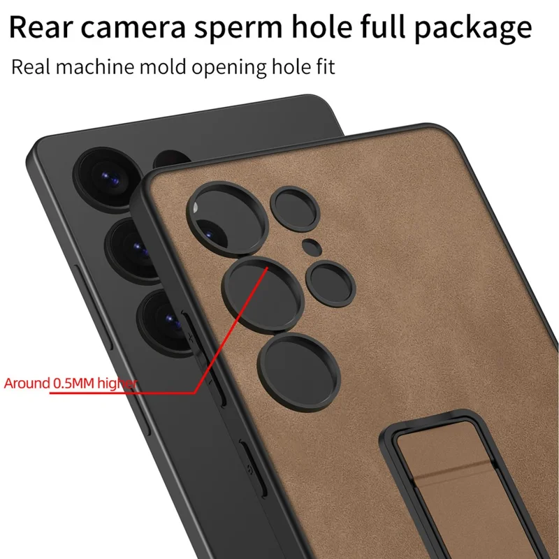 GKK For Samsung Galaxy S25 Ultra Skin-Feel Matte Phone Case Folding Kickstand - Brown