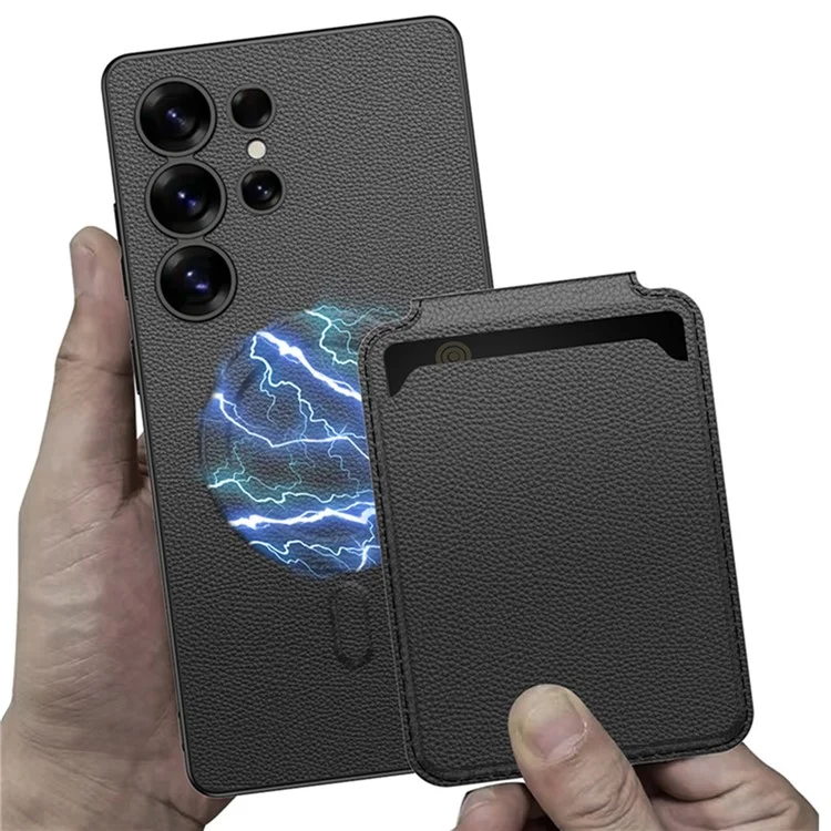 GKK Hülle für Samsung Galaxy S25 Ultra kompatibel mit MagSafe, hybride Handyhülle mit Kartenfach - Kohlefaser-Textur