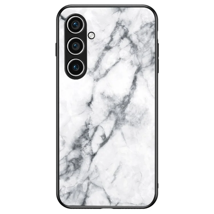 Capa para Samsung Galaxy A16 4G / 5G, padrão de mármore, vidro temperado + PC + TPU, capa protetora de telefone - Mármore branco