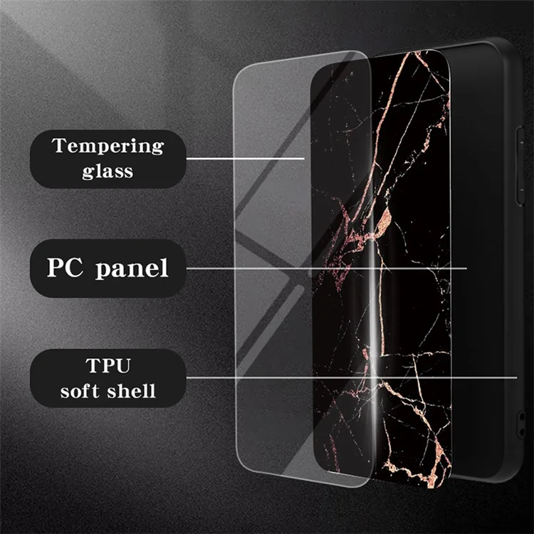 Capa para Samsung Galaxy A16 4G / 5G, padrão de mármore, vidro temperado + PC + TPU, capa protetora de telefone - Mármore branco